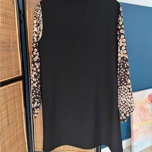 Tara Jarmon Black Dress with Floral Accents